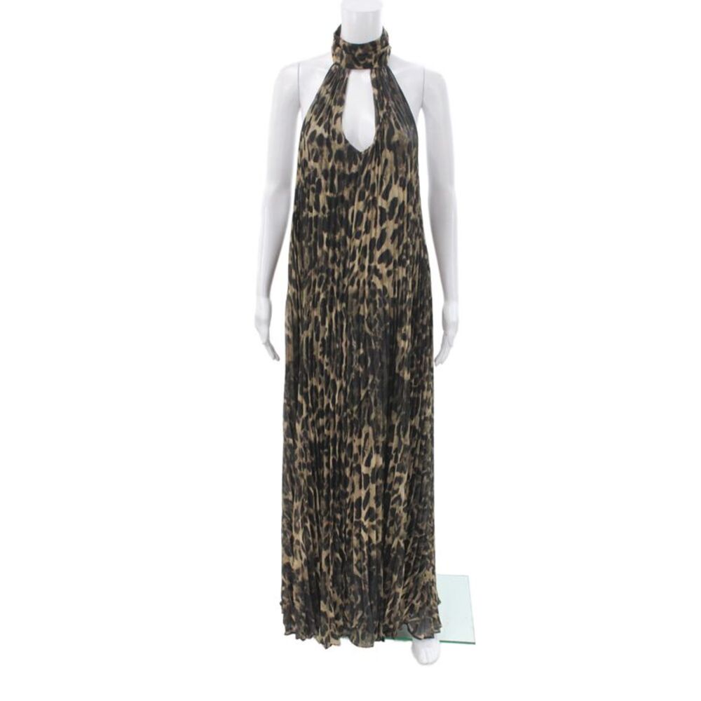 One33 Social Women Multicolor Animal Print Halter Maxi Dress Zip Size 00